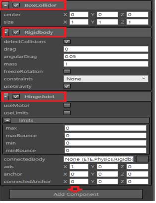 그림 132 물리엔진 컴포넌트 추가