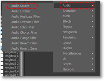 그림 36 Audio Source 컴포넌트 추가