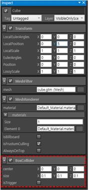 그림 60 Cube의 BoxCollider 설정